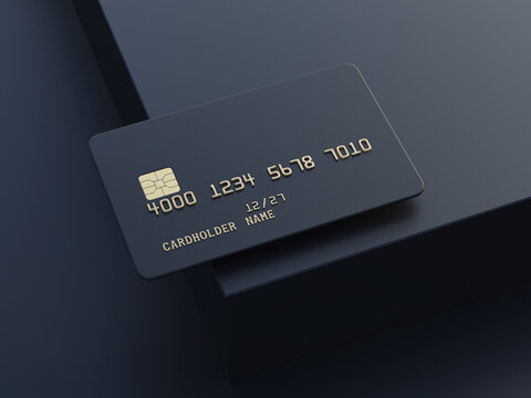 Bank credit card mockup on dark background - Blank credit card
