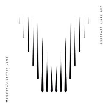 Letter V logo with abstract geometric rounded vertical parallel lines
