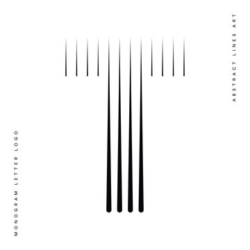 Letter T logo with abstract geometric rounded vertical parallel lines
