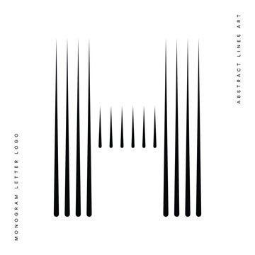 Letter H logo with abstract geometric rounded vertical parallel lines