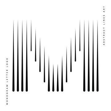 Letter M logo with abstract geometric rounded vertical parallel lines