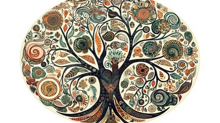 Tree of Life Mandala. Generative AI
