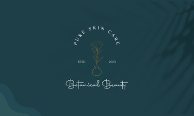 Minimal feminine botanical floral branch and logo. Hand drawn wedding herb, homeplant with elegant leaves. Botanical rustic trendy greenery