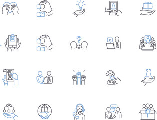 Maintenance outline icons collection. Fix, Repair, Adjust, Replace, Inspect, Clean, Service vector and illustration concept set. Tune, Upgrade, Refurbish linear signs