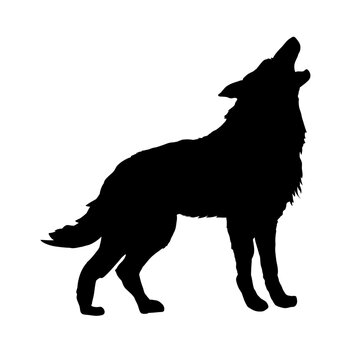 recommend clip art: The silhouette of a wolf howling at the moon	