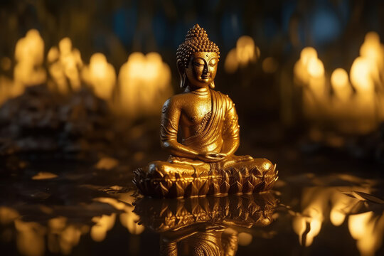 golden buddha statue, generative AI