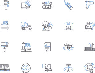 Builder outline icons collection. builder, constructor, architect, contractor, mason, carpenter, renovator vector and illustration concept set. fabricator, craftsman, designer linear signs