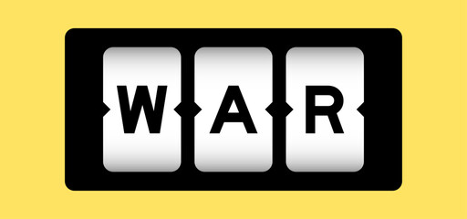 Black color in word war on slot banner with yellow color background