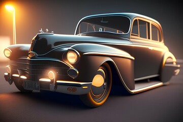 Obraz na płótnie Canvas Headlight lamp vintage car, photorealistic , hyperrealistic - generative ai 