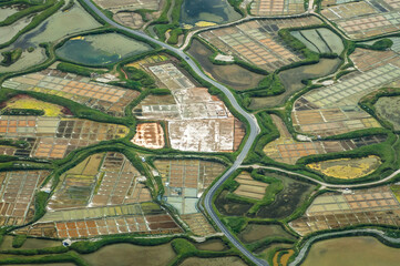 Obraz premium vue aérienne des salines de Guérande en France 
