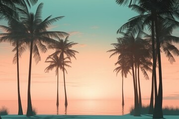 Naklejka na ściany i meble Sunset Serenity: A Dreamy Vacation on the Beautiful Beach - Generative AI 13