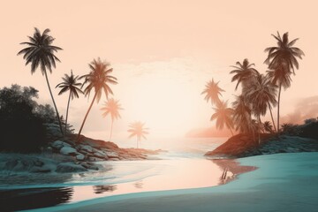 Fototapeta na wymiar Sunset Serenity: A Dreamy Vacation on the Beautiful Beach - Generative AI 12