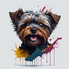 A creative print of a yorkshire terrier dog, Generative AI