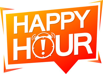 Happy Hour, speech bubble banner on transparent background. Sale tag, PNG illustration