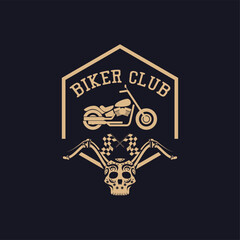 Motorcycle logo emblems and insignia on black background. vector illustration