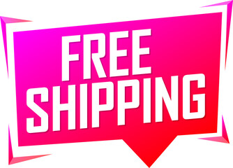 Free Shipping, on all orders, banner on transparent background. Sale tag, PNG illustration