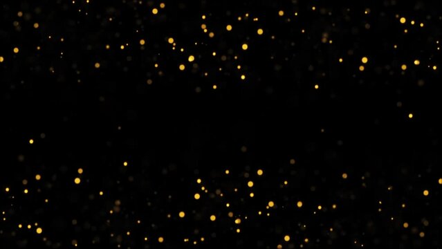 Loop motion graphics of glow orange bokeh particles flow up   on black abstract background.Animation Abstract glow bokeh bubbles sparkle flowing design for presentations VJ loops.