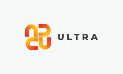 Logo letter U vector alphabet logotype font minimalist concept logotype orange fire color design