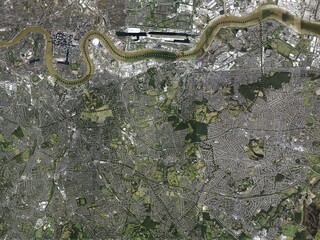 Royal Borough of Greenwich, England - Great Britain. High-res satellite. No legend
