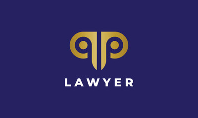 Logo initial q p vector alphabet logotype font minimalist concept logotype gold color design