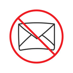 Forbidden mailing icon. Do not send message vector sign. Prohibited envelope vector icon. Warning, caution, attention, restriction. No spam icon.