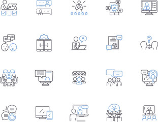 Chatting people outline icons collection. Chatting, People, Conversation, Discussion, Interaction, Communicating, Online vector and illustration concept set. Socializing, Connecting, Greeting linear