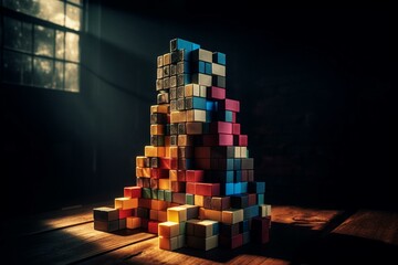 Tetris blocks concept of building and problem solving. Generative AI