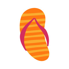 Striped flip flop hand drawn illustration. Cartoon style flat design, isolated vector. Summer print, seasonal element, holidays, vacations, beach footwear