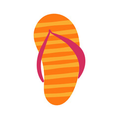 Striped flip flop hand drawn illustration. Cartoon style flat design, isolated vector. Summer print, seasonal element, holidays, vacations, beach footwear