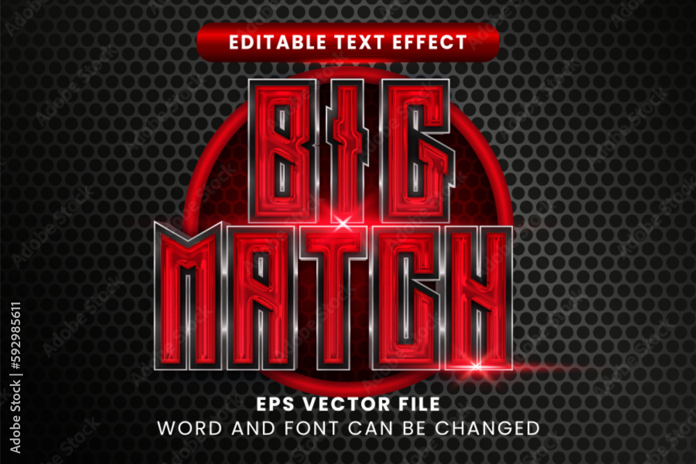 Poster red big match 3d vector text effect