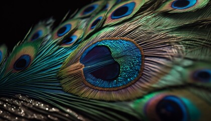 Generative ai of close-up of peacock feather