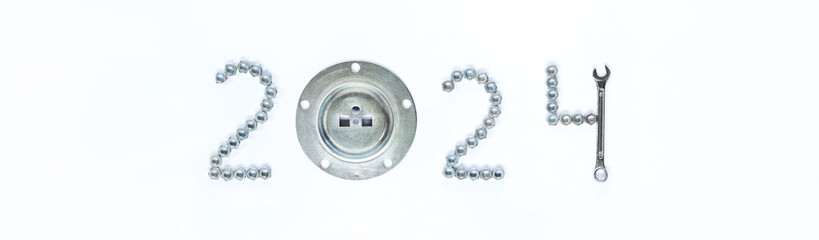 2024 on a white background. The figures are lined with nuts, wrench and boiler flange. Consumable...