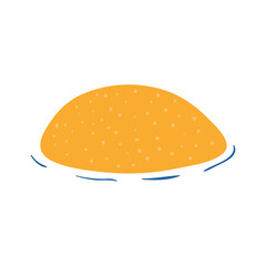 Sandy island hand drawn illustration. Cartoon style flat design, isolated vector. Seasonal kids summer print, holidays, vacations, beach, landscape, sea, ocean scene element