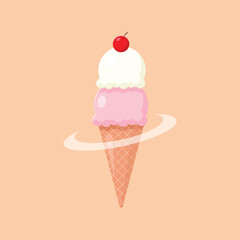 Ice Cream Cone Flat Vector Design