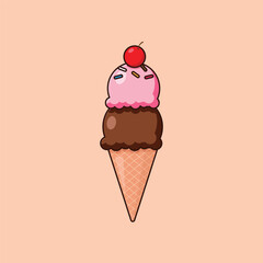 Ice Cream Cone Flat Vector
