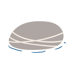 Rock, pebble hand drawn illustration. Cartoon style flat design, isolated vector. Seasonal kids summer print, holidays, vacations, beach, landscape, sea, ocean scene element