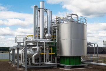 Obraz premium View of Biogas Plant. Photo generative AI