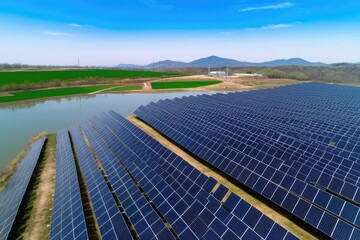 Scene of outdoor PV power generation. Photo generative AI