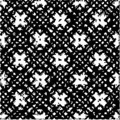  Grunge background with abstract shapes. Black and white texture. Seamless monochrome repeating pattern  for decor, fabric, cloth.