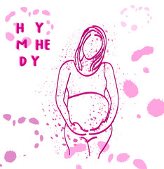 mother's day illustration with pregnant woman body silhouette