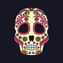 Head of skeleton on black background. vector illustration