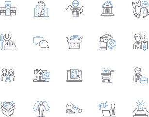 City life outline icons collection. Urban, Metropolis, Bustling, Cosmopolitan, Commuting, Vibrant, Multicultural vector and illustration concept set. Dynamic, Exciting, Thrilling linear signs