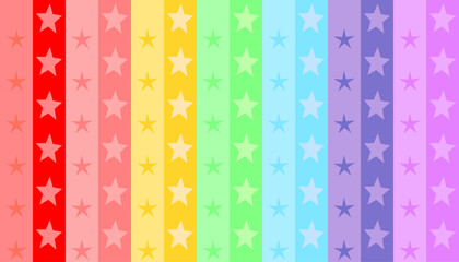 Rainbow color of vertical box stripes filled with stars. Sweet and beautiful shades of colors. LGBTQ, celebration concepts.