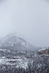 snow covered mountains in a colorado blizzard