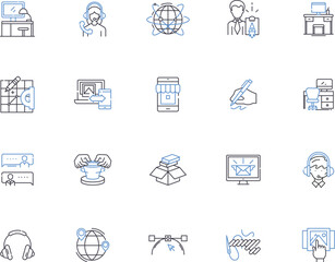 Freelance outline icons collection. Freelancer, Independent, Contractor, Outsourcing, Self-Employed, Gig, Remote vector and illustration concept set. Flexible, Virtual, Work-from-Home linear signs