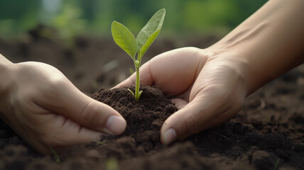 close up hand holding seed plant planting growing plants