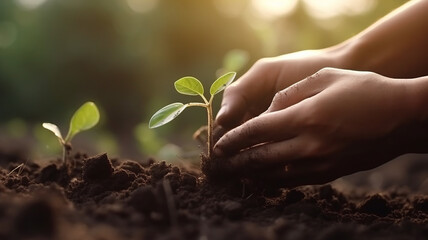 close up hand holding seed plant planting growing plants
