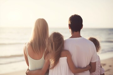 A portrait of family on the beach