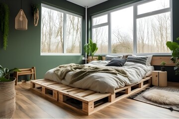 ..A luminous green blanket makes the perfect retreat in a big, bree