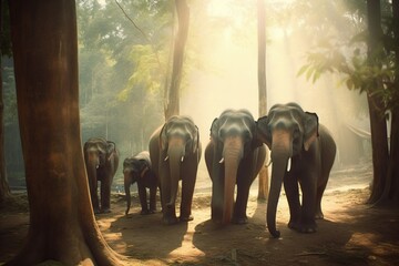 Elephants in the forest